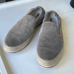 Mens gray suede Prada slip on sneakers size 11